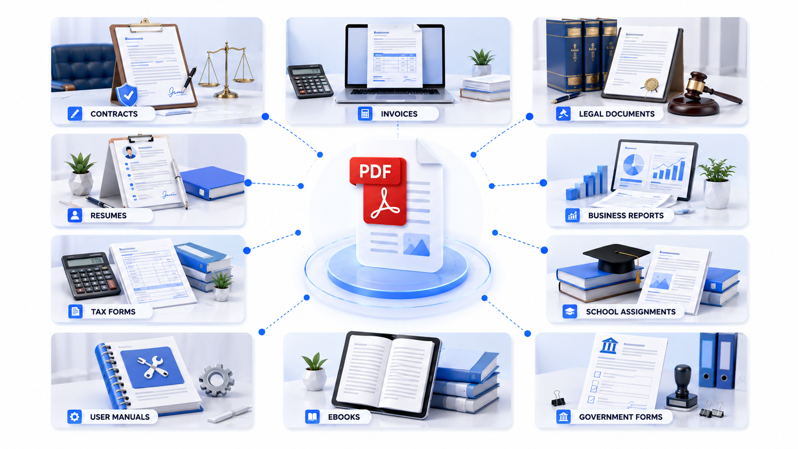 Examples of how PDF files are used in business education and government